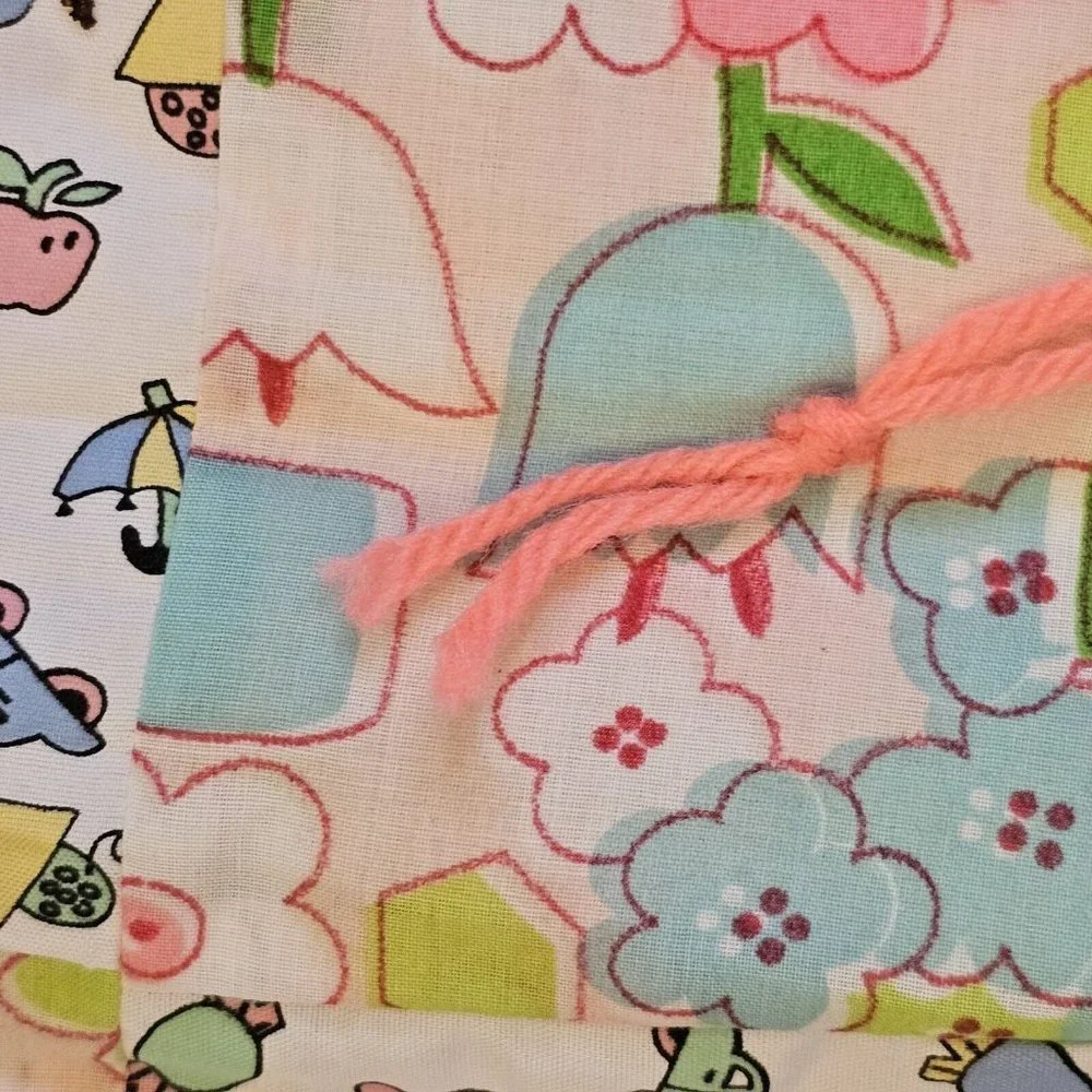 60s 70s Pink Retro Floral Patchwork Quilt Baby Girl‎ Blanket Tummy Time